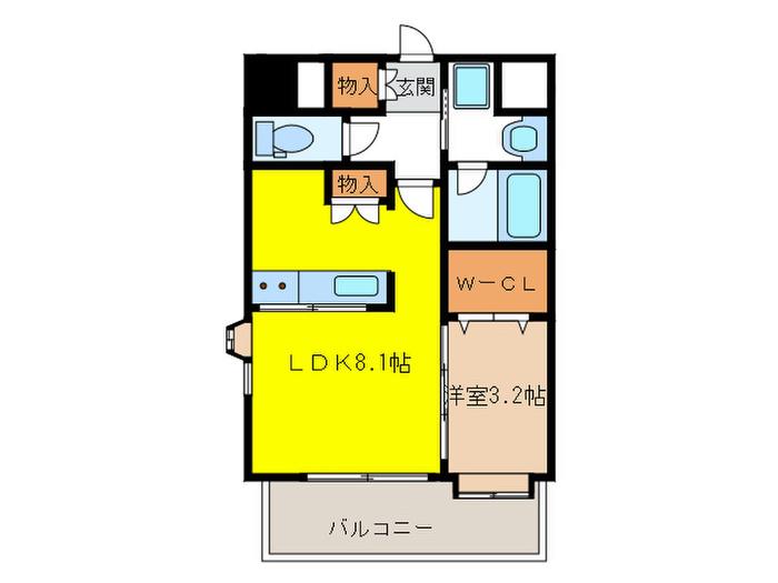 ネストピア大橋駅前(1LDK/4階)の間取り写真