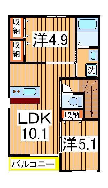 クレール松葉Ⅲ(2LDK/2階)の間取り写真