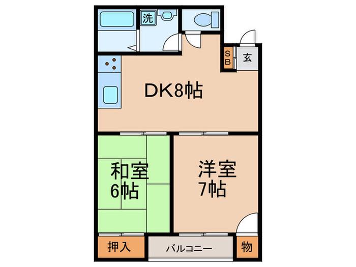 ハイツ井上(2DK/2階)の間取り写真