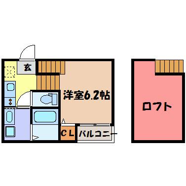 ハーモニーアスカ(1K/2階)の間取り写真
