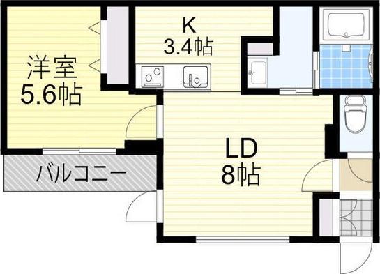 GIRAFFE KIKUSUI PREMIER(1LDK/2階)の間取り写真