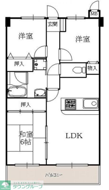 ハイライズ鳥飼(3LDK/5階)の間取り写真