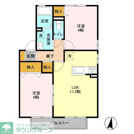 プラッツルーエB(2LDK/1階)の間取り写真