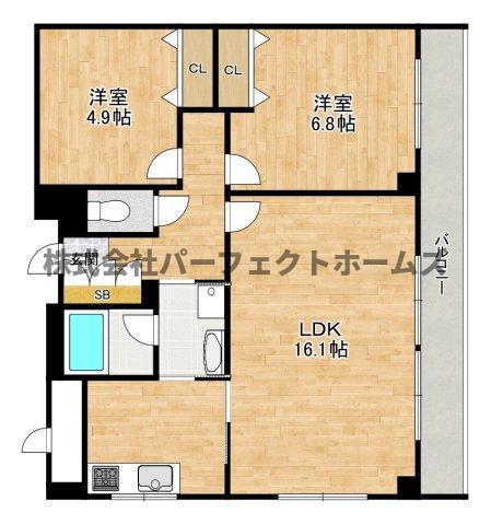 パークハイツ岡山手(3DK/2階)の間取り写真