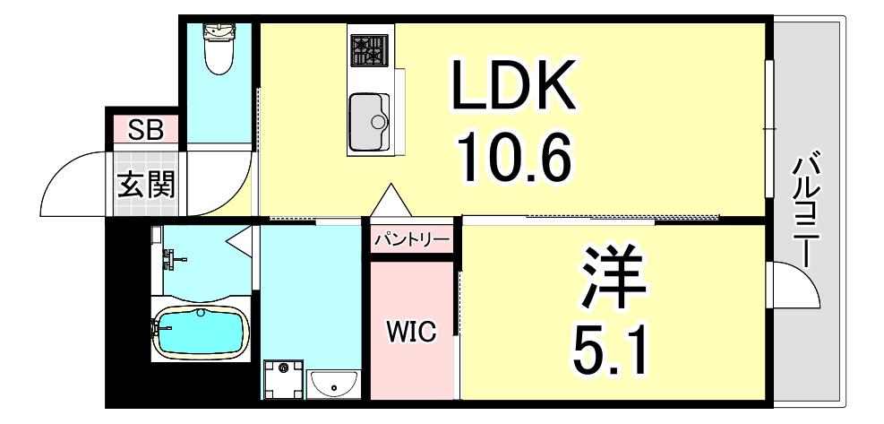 ブラウニー舞子(1LDK/1階)の間取り写真
