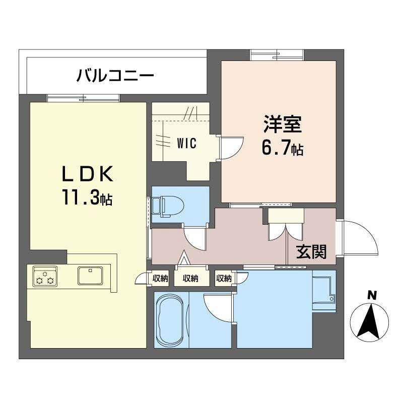 コンコード(1LDK/3階)の間取り写真