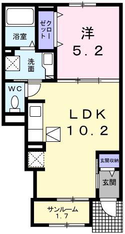 サンマリノII(1LDK/1階)の間取り写真