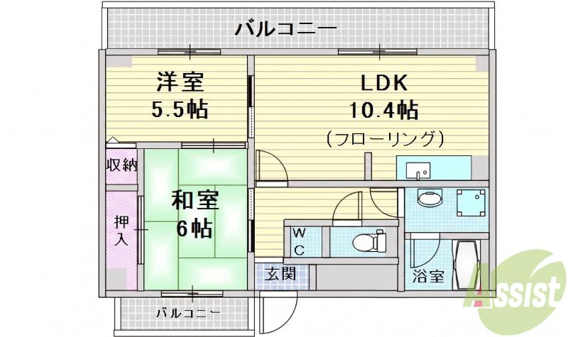 21世紀ペガサスIII(2LDK/2階)の間取り写真