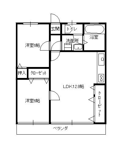 富田マンション(2LDK/2階)の間取り写真