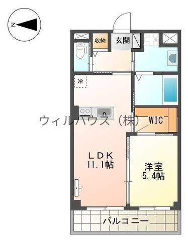 WILLⅡ(1LDK/3階)の間取り写真