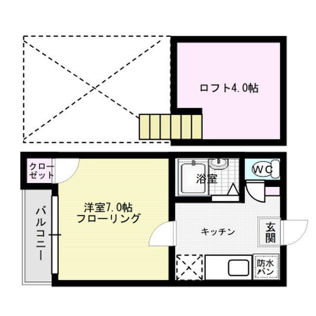 プリムローズ福岡南(1K/2階)の間取り写真