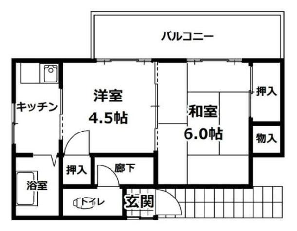 本牧町1-279アパート(2DK/2階)の間取り写真