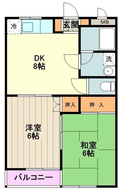 ドゥエル錦(2DK/4階)の間取り写真