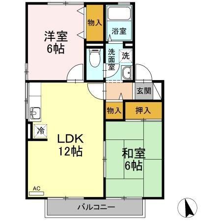 サン・フォーレ B棟(2LDK/2階)の間取り写真