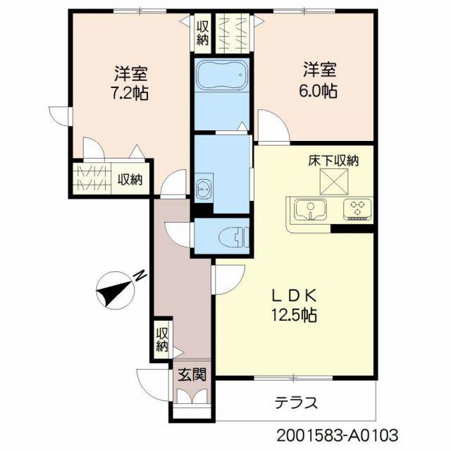 クラヴィエ石坂 A (2LDK/1階)の間取り写真