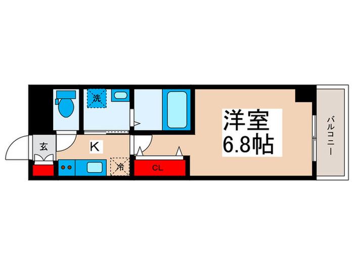 EMILE新浦安(1K/4階)の間取り写真