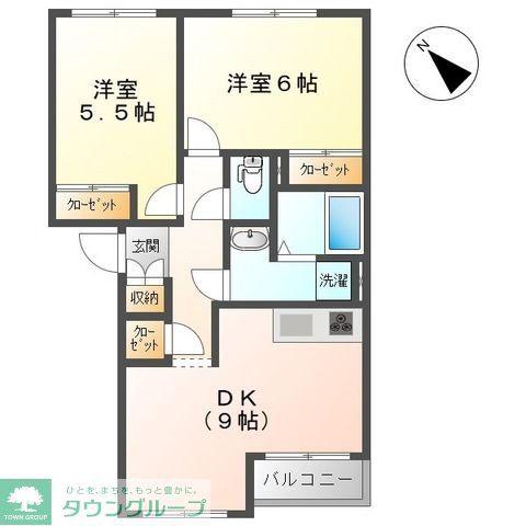 グランディール(2DK/1階)の間取り写真