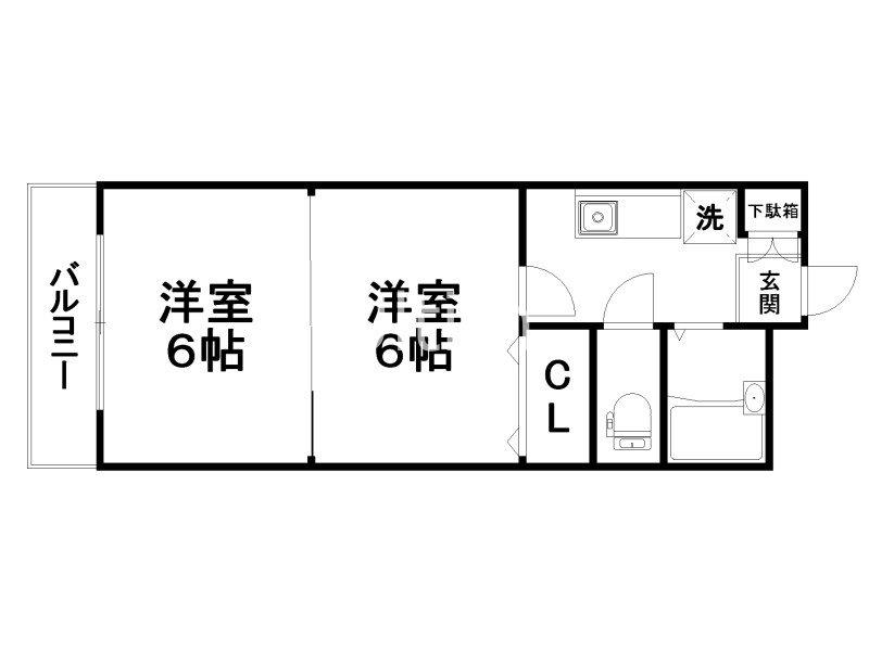 メゾンドイッセイ竹田(2K/4階)の間取り写真