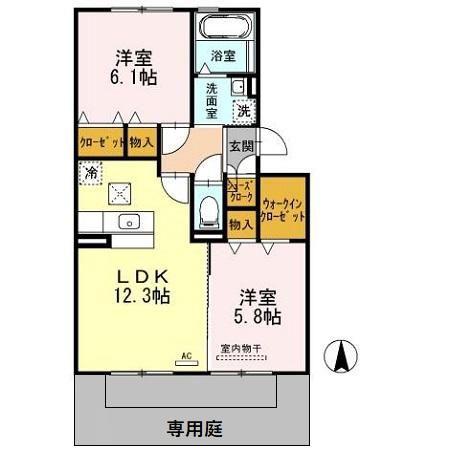 LA FELICE(2LDK/1階)の間取り写真