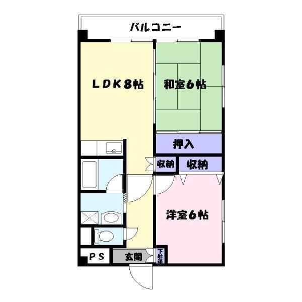 フレグランス大日(2LDK/2階)の間取り写真