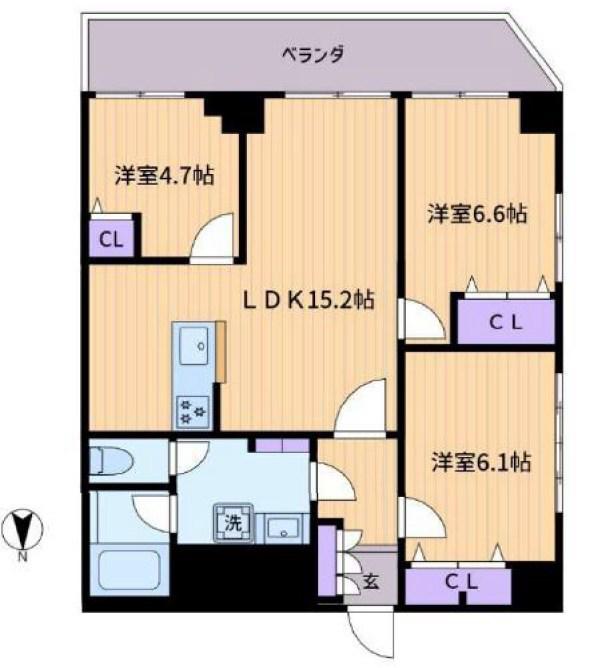 サンシルバー上北沢(3LDK/4階)の間取り写真