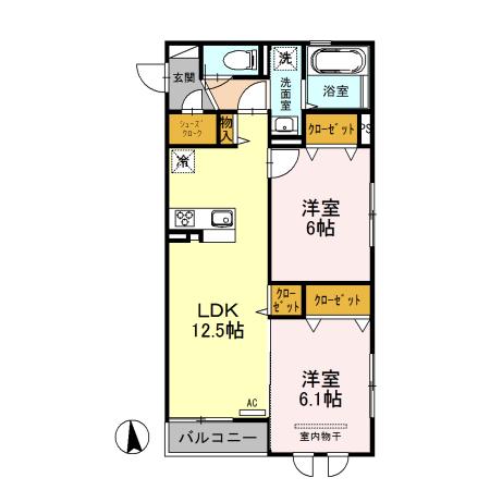 ノアールブラン泉中央(2LDK/3階)の間取り写真