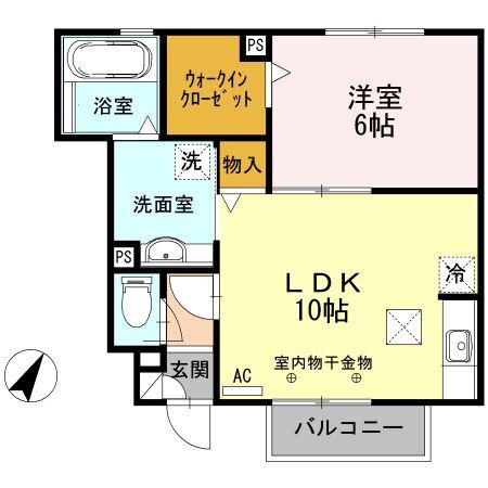 フェリオ バン(1LDK/1階)の間取り写真