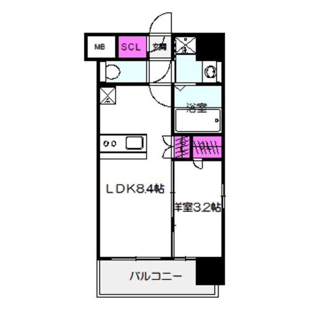 エスリードレジデンス都島ノース(1LDK/3階)の間取り写真