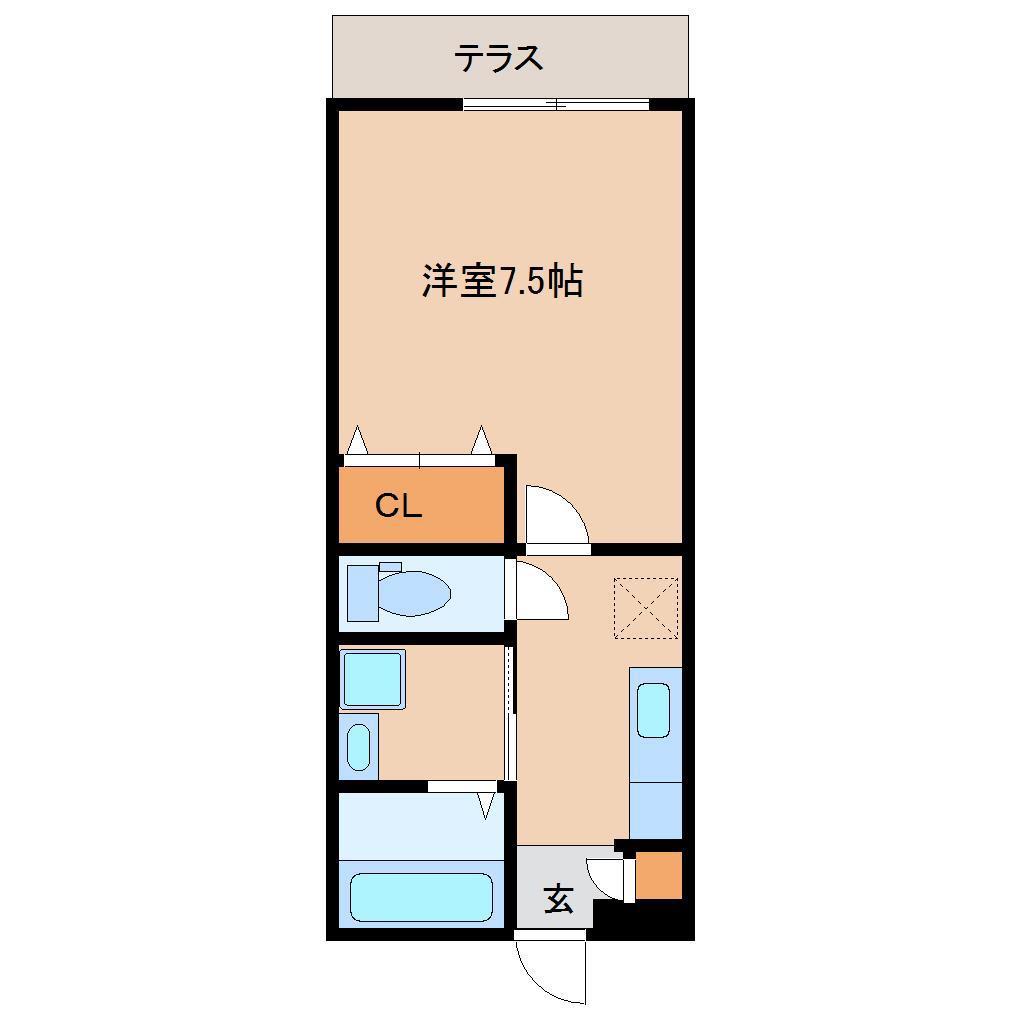 フォールシャンス(1K/1階)の間取り写真