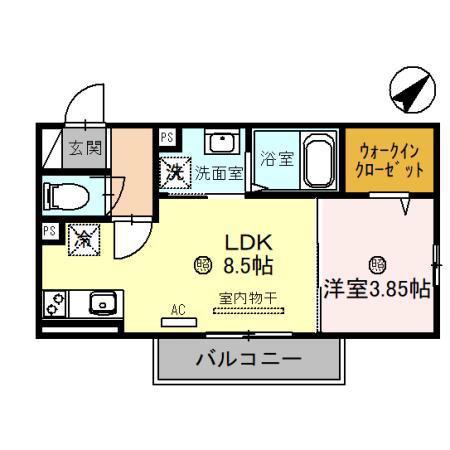 エスパス・ド・ゼン草津町(1LDK/2階)の間取り写真