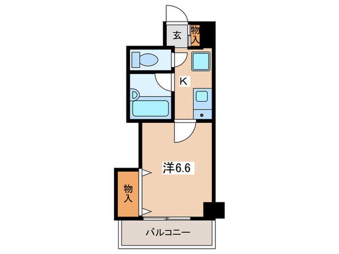 ジュネス三ッ沢第2(1K/4階)の間取り写真