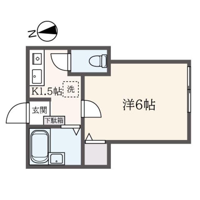 グリーンリーフ白楽(1K/2階)の間取り写真