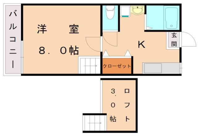 シエロ赤間(1K/1階)の間取り写真