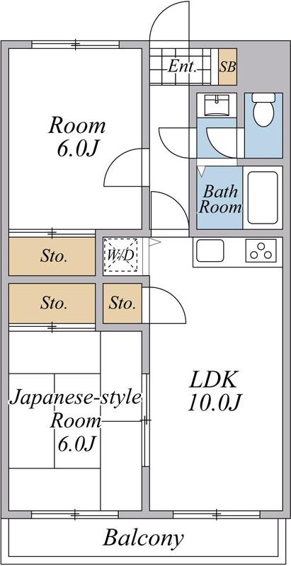 シーパレスタカノ(2LDK/2階)の間取り写真