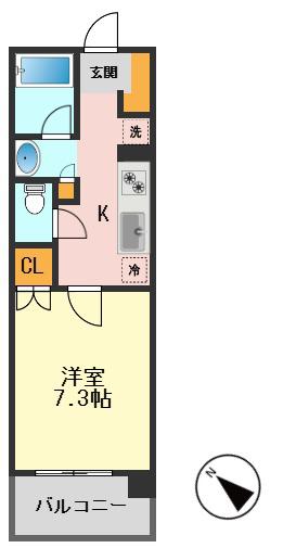 びゅうリエット新小岩(1K/6階)の間取り写真