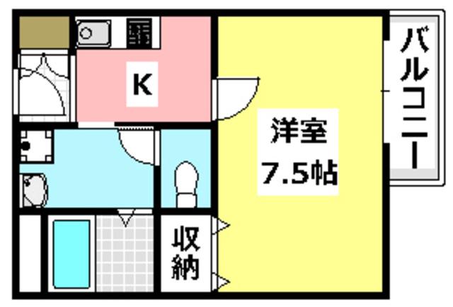 アンプルール茨木(1K/1階)の間取り写真