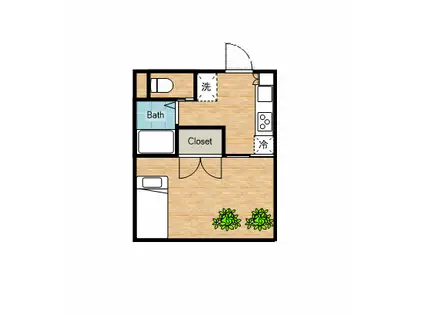 上野ハイツ(ワンルーム/1階)の間取り写真