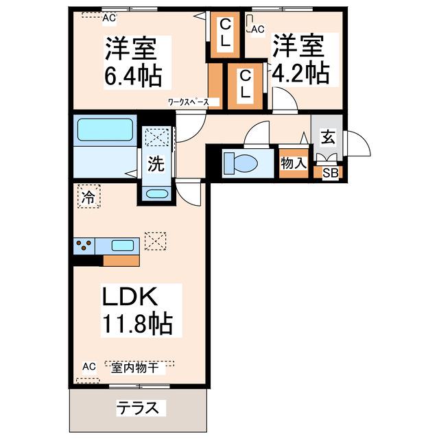 Dプレイスみずき台(2LDK/1階)の間取り写真