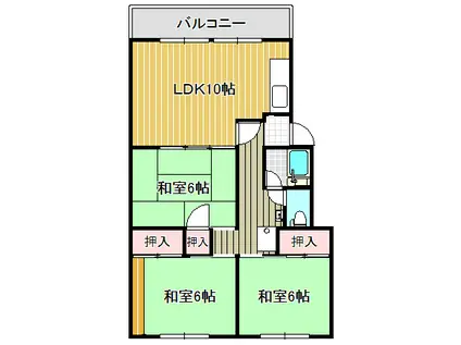 ヴィラ伊藤(3LDK/1階)の間取り写真