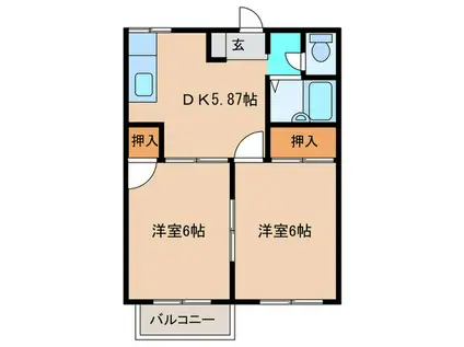 レジデンス松本(2DK/2階)の間取り写真