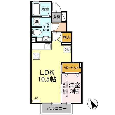 メイプルガーデン(1LDK/1階)の間取り写真