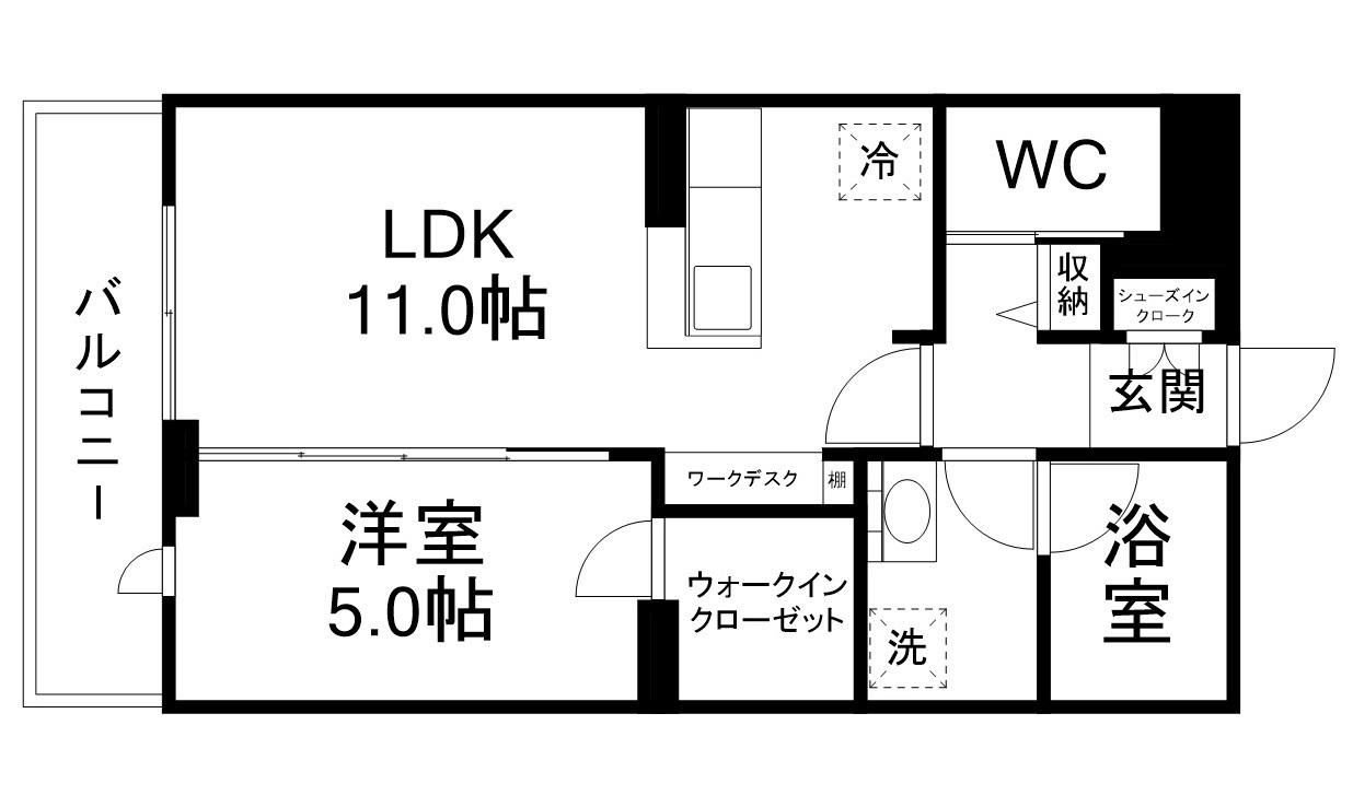 グラン・ドミール木町(1LDK/3階)の間取り写真