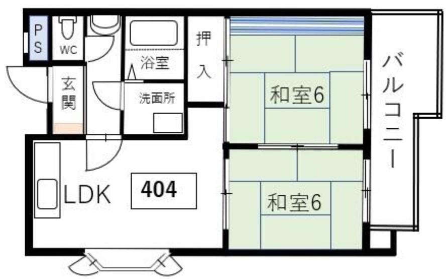新栄プロパティー恵我之荘(2LDK/4階)の間取り写真