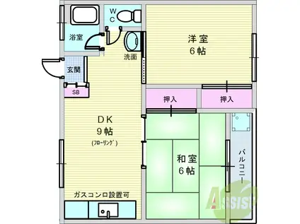 前沢マンション(2DK/2階)の間取り写真