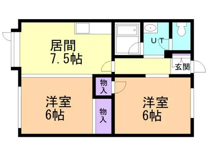 TKハイツC(2DK/2階)の間取り写真