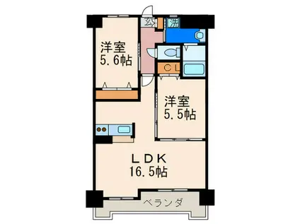 ヴァンクレスト(2LDK/8階)の間取り写真