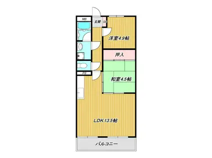 芦屋サウスマンション(2LDK/6階)の間取り写真