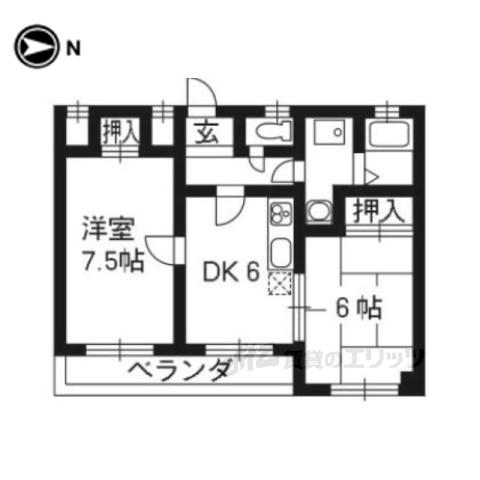 DAKOTA HOUSE(2DK/2階)の間取り写真