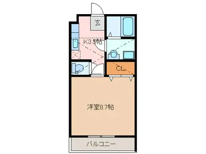 トップハウス長岡(1K/1階)の間取り写真