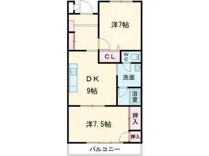 スカイロジェIII(2DK/1階)の間取り写真